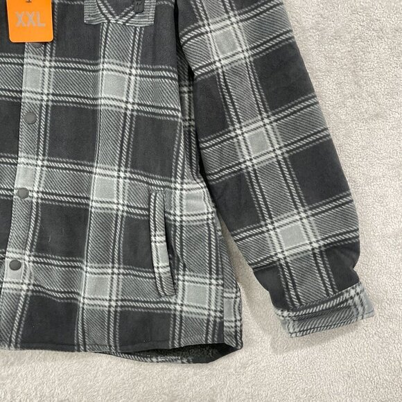 NEW Voyager Mens XXL Black & Gray Plaid Sherpa-Lined Shacket Polyester H1116 - Picture 5 of 9